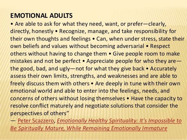 Emotional immaturity in adults